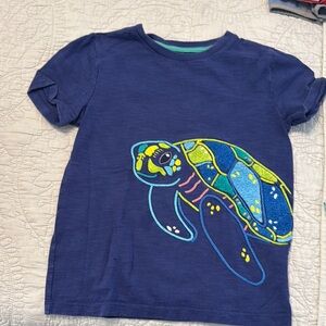 Mini Boden Blue and Yellow Short Sleeve Tee with Turtle Design